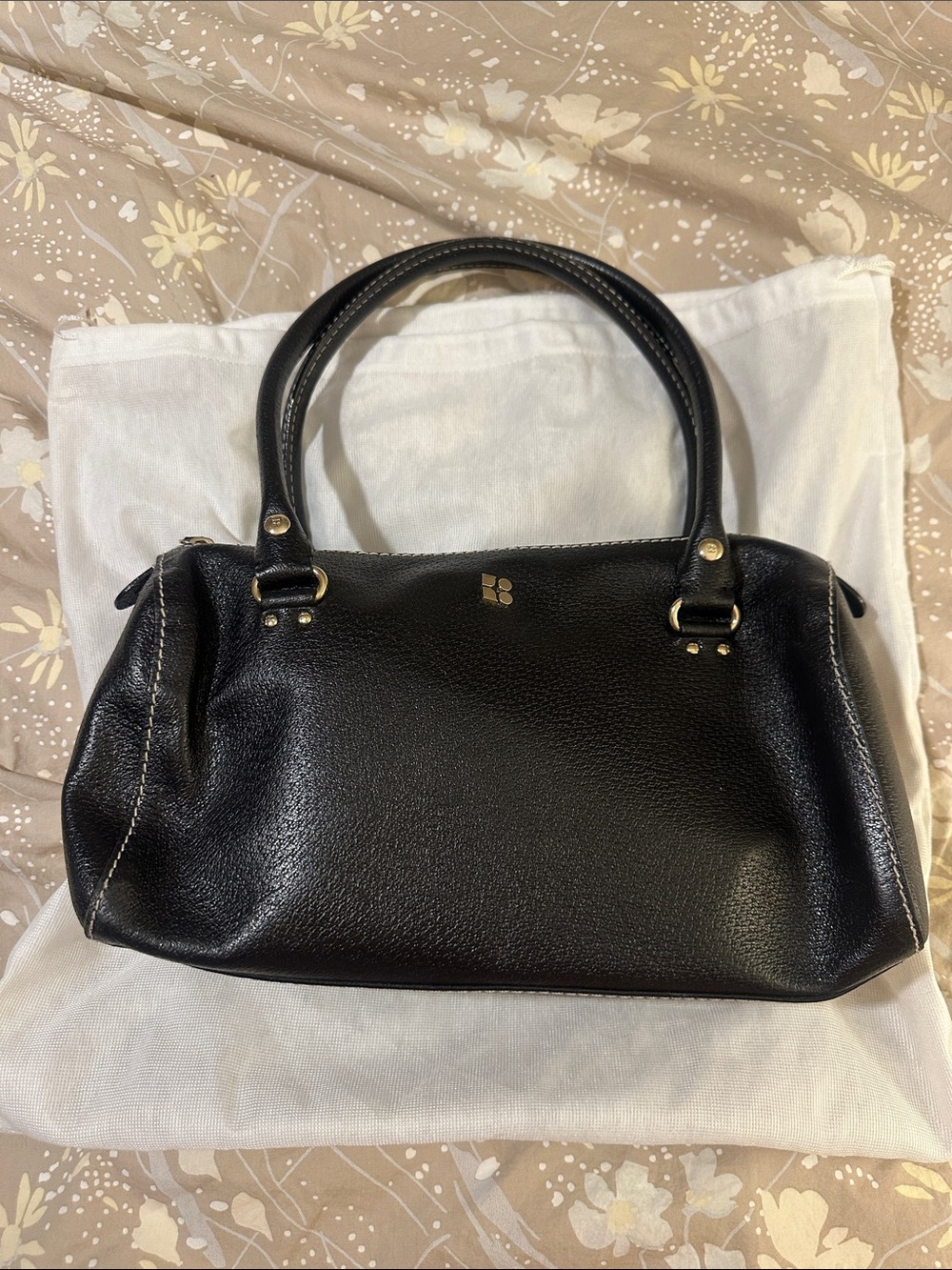kate spade Black Pebbled Leather Satchel with Gold Hardware